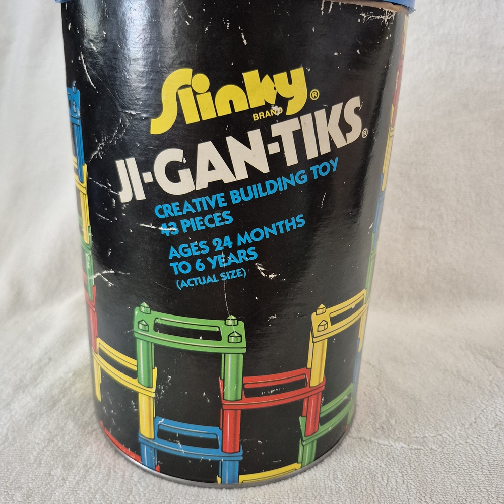 Vintage Slinky Brand Ji-Gan-Tiks Creative Building Toy 43 Pieces